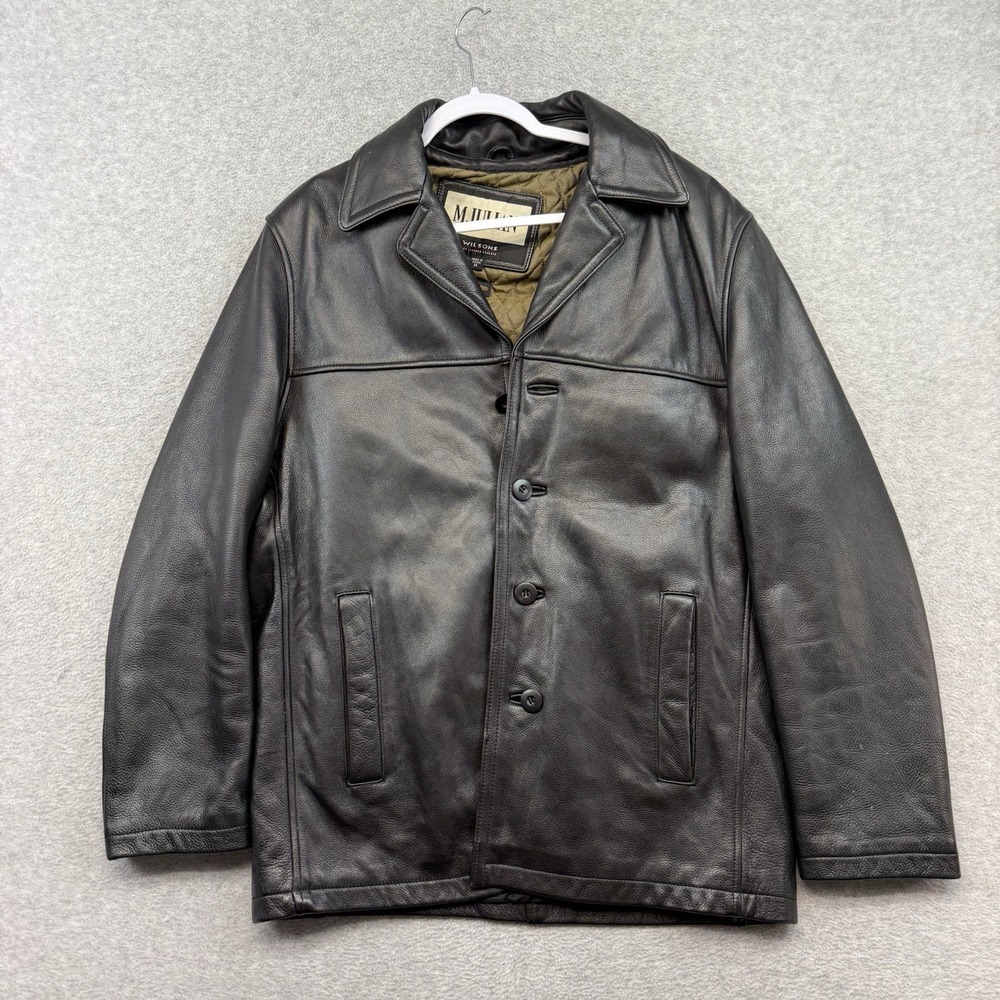 M. Julian Wilsons Thinsulate Black Leather Button Lined Jacket Coat Men's M